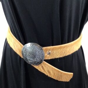 Tobacco Road hair on leather belt with Italian buckle